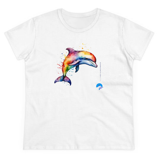 Women's | MSTQC Rainbow Dolphin | Mid-weight Cotton Tee